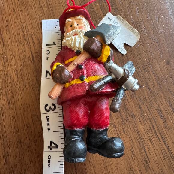 Kurt Adler Firefighter Axe Santa Claus Christmas Ornament New - Picture 4 of 4
